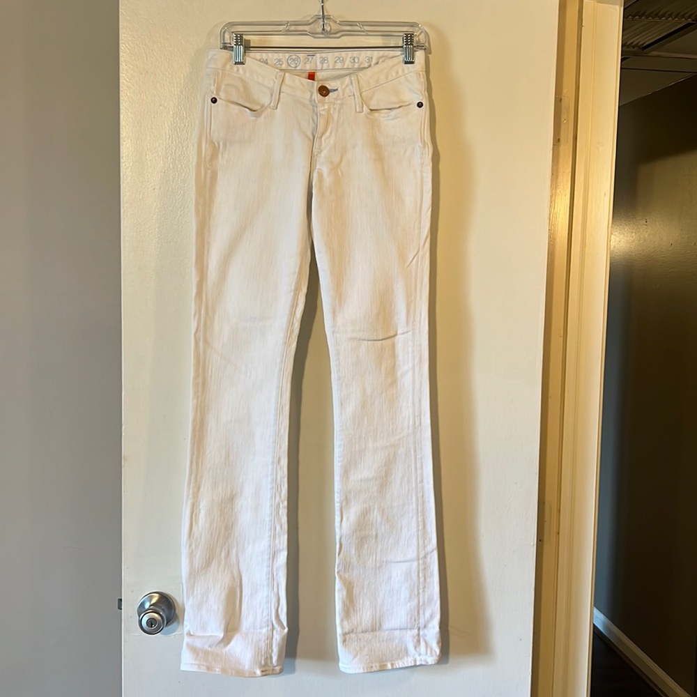 Earnest Sewn Hefner white stretch bootcut jeans